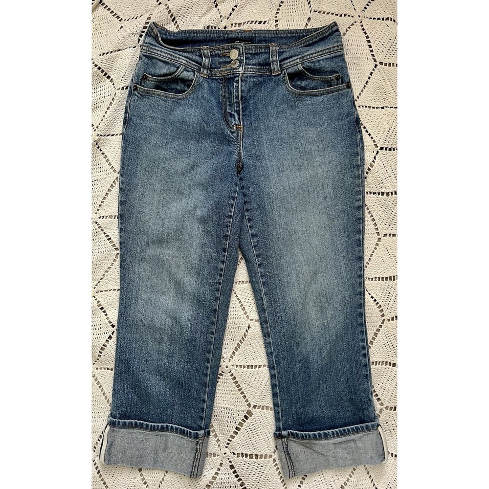 Y2K New York & Company Capri Jeans Womens 4 Cuffed Denim Cropped Stretch Summer